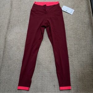 Athleta red maroon pink 7/8 transcend tipped Tight XS NEW NWT pants leggings